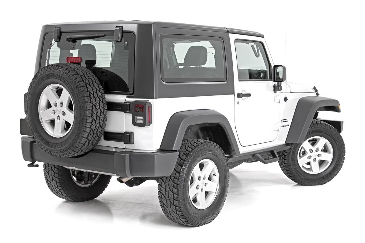 Jeep Wrangler Contoured Drop Steps - Rough Country - Drop Step Design - Textured Black - '07-'18